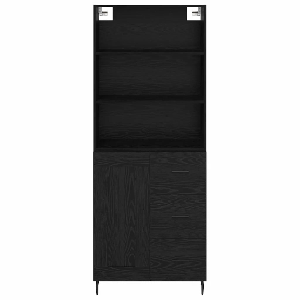 Credenza con Cassetto-Buffet-Armadio da cucina Rovere Nero 69,5 x 34 x 180 cm 894181