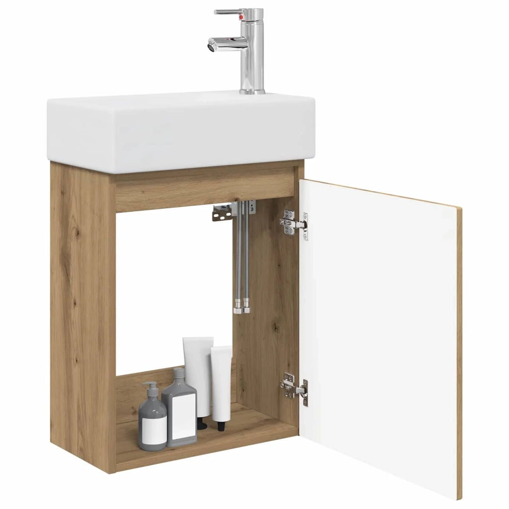 Mobile bagno con rubinetto Rovere Artigianale