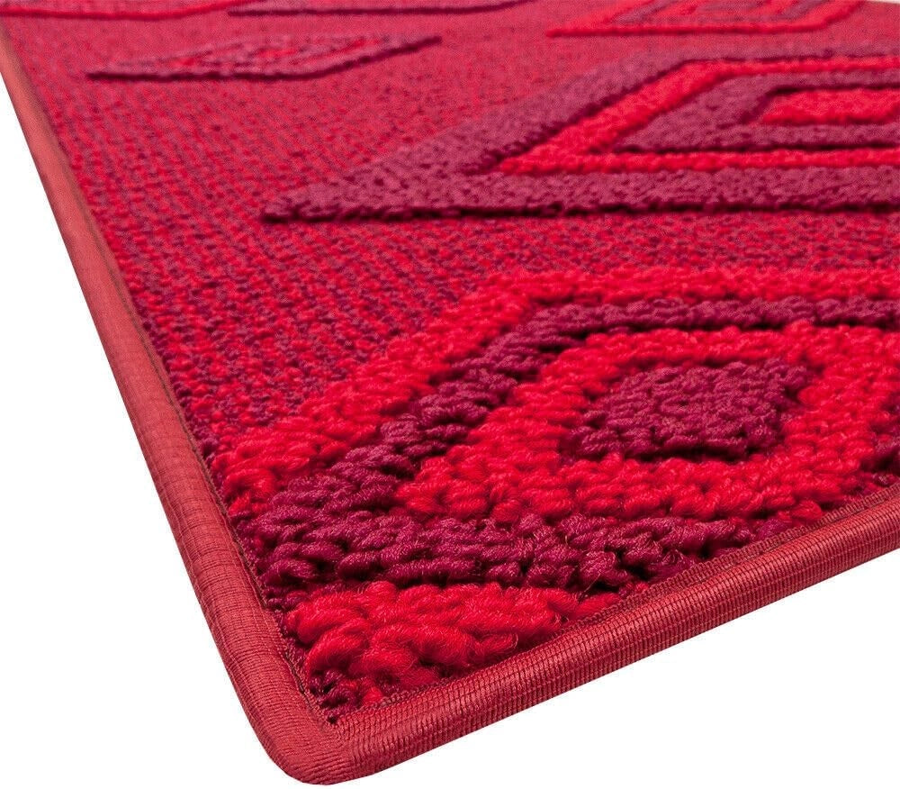 Tappeto Cucina Rombi .3D 57x180 Cm Assorbente Morbido Moderno Antiscivolo Bordeaux