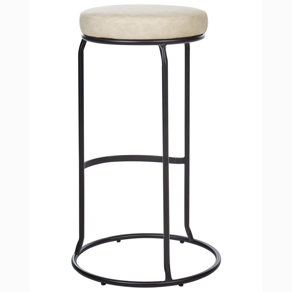 Set di 2 sedie da bar in ecopelle beige chiaro con gambe in acciaio senza braccioli stile moderno soggiorno