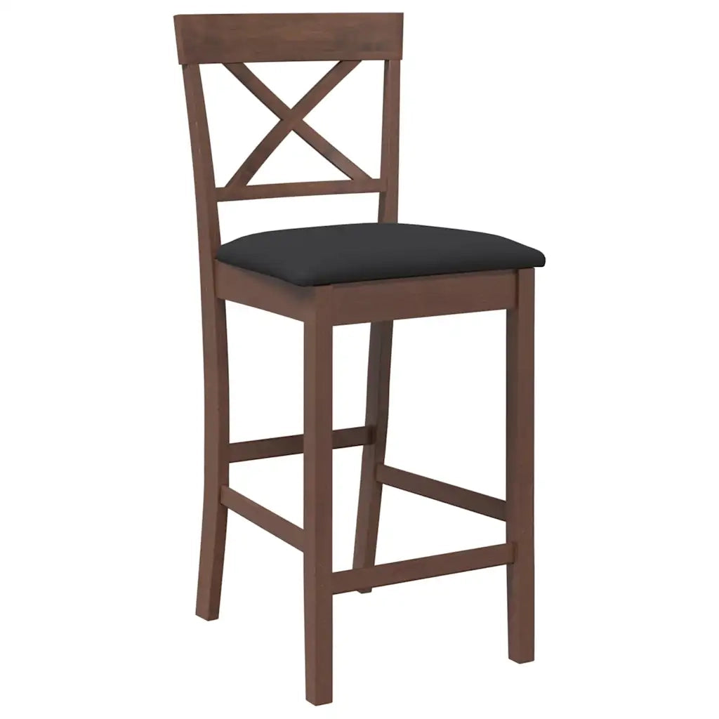Sgabelli da Bar con Cuscini 2pz Marrone Legno Massello di Hevea 4102548