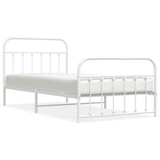 Letto singolo | Letto per adulti | Giroletto con Testiera e Pediera Metallo Bianco 107x203 cm