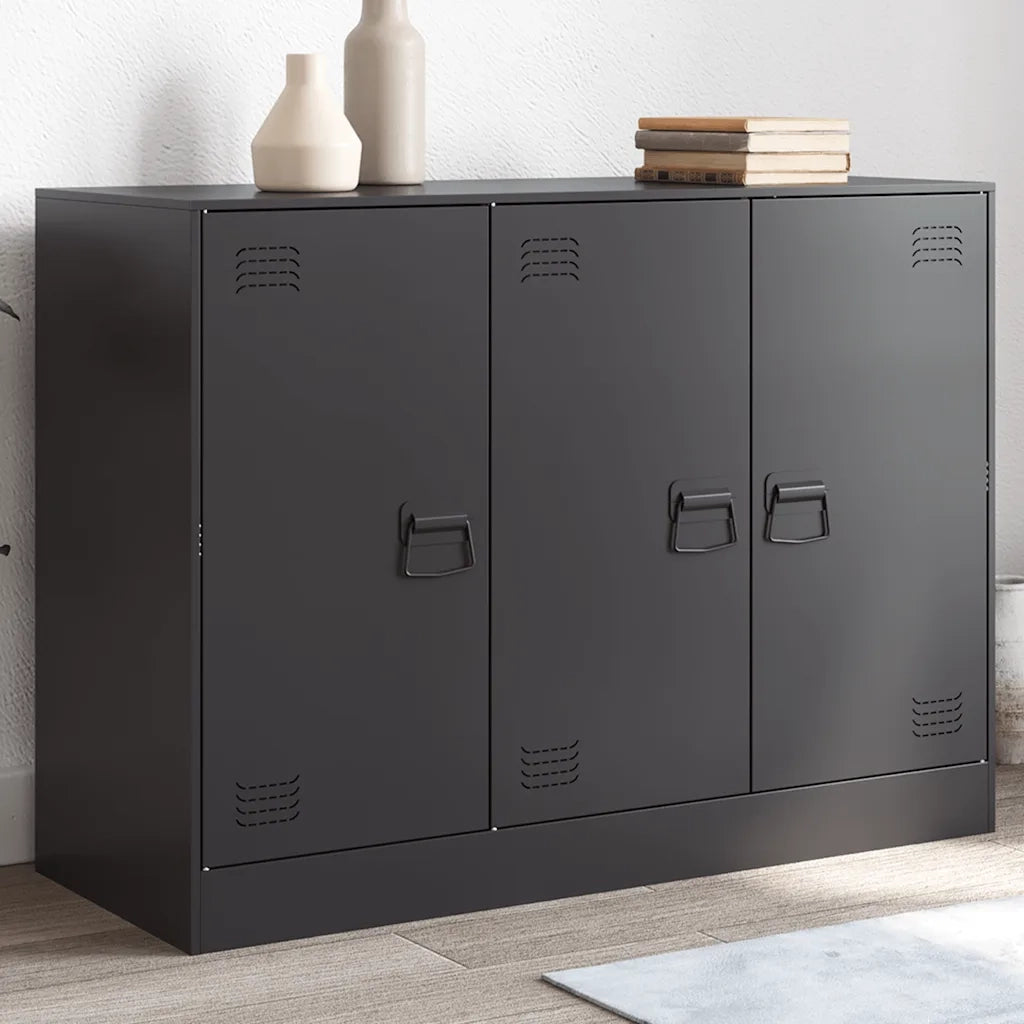 Credenza | Madia | Buffet da pranzo | Armadio da pranzo Nera 99x39x73 cm in Acciaio