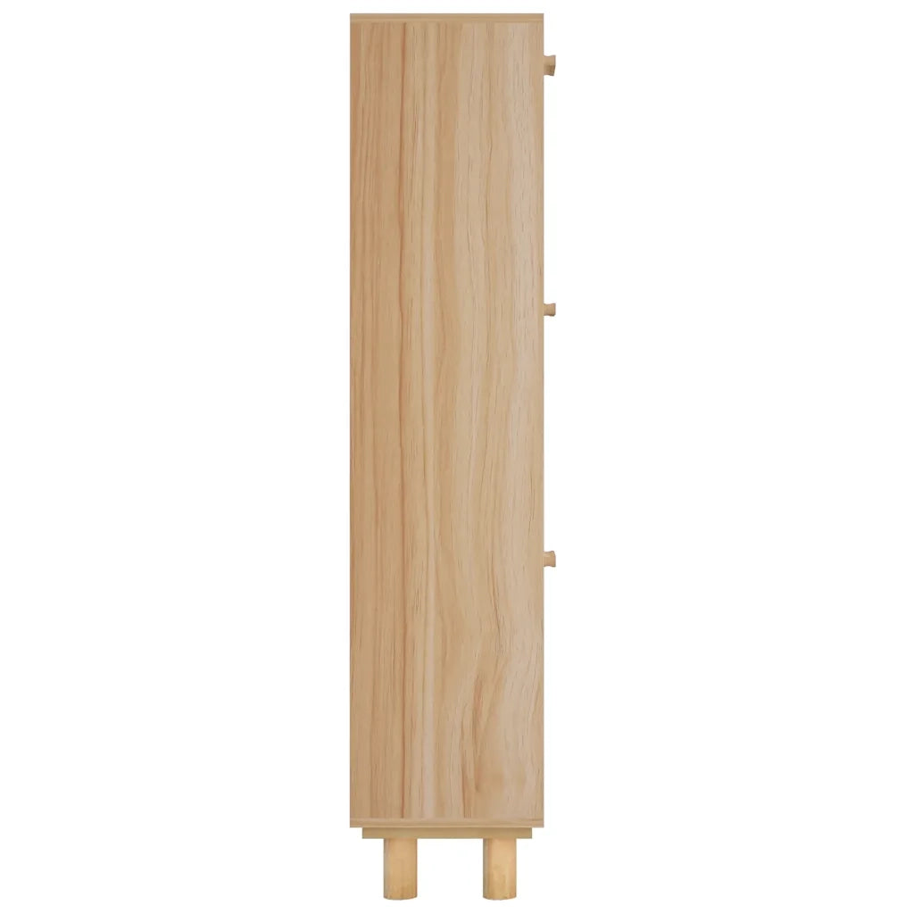 Scarpiera-Scaffale per scarpe Marrone 52x25x115 Legno Multistrato e Rattan Naturale