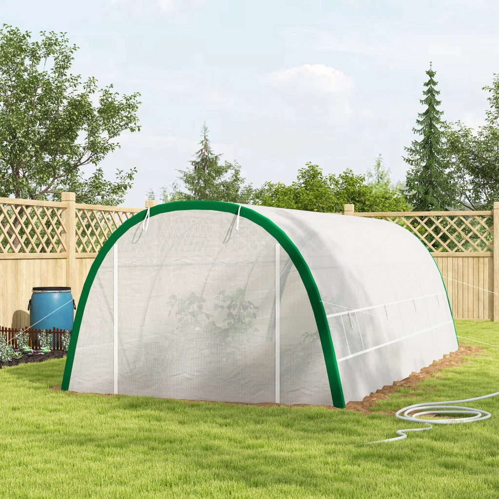 Serra Tunnel da Giardino 18m2 ¨C Xylo ¨C 6x3x2m Acciaio Galvanizzato PE Bianco 8 Finestre