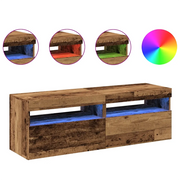 Mobili Porta TV con LED 2 pz | Armadietto TV | Mobile Porta TV Legno Antico in Legno Multistrato