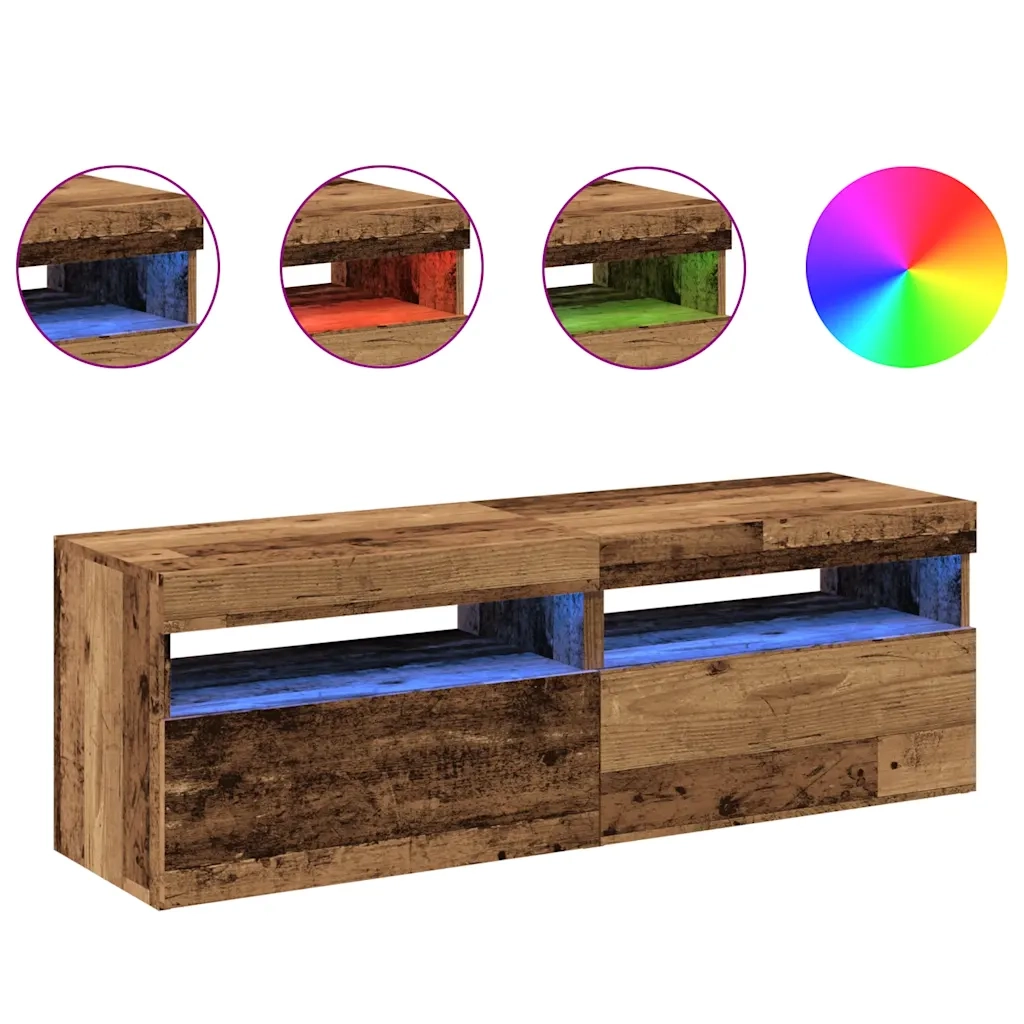 Mobili Porta TV con LED 2 pz | Armadietto TV | Mobile Porta TV Legno Antico in Legno Multistrato