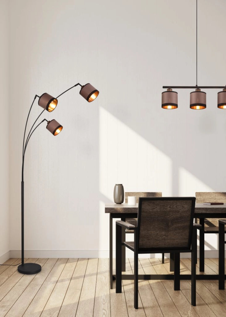 Lampada a sospensione 4 luci, metallo, nero opaco, 75x150x12 cm, Davos