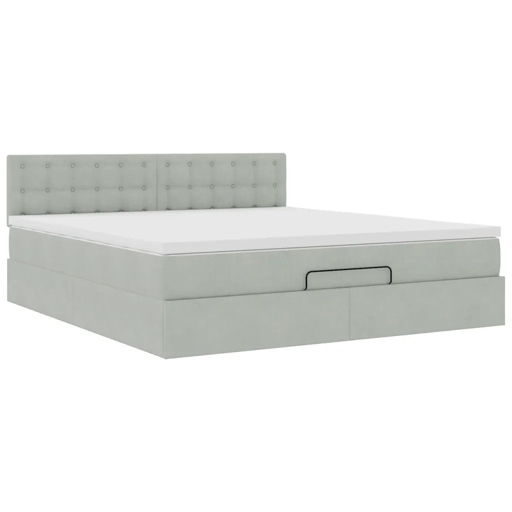 Struttura Letto Pouf con Materasso 160x200 cm in Velluto 3312776