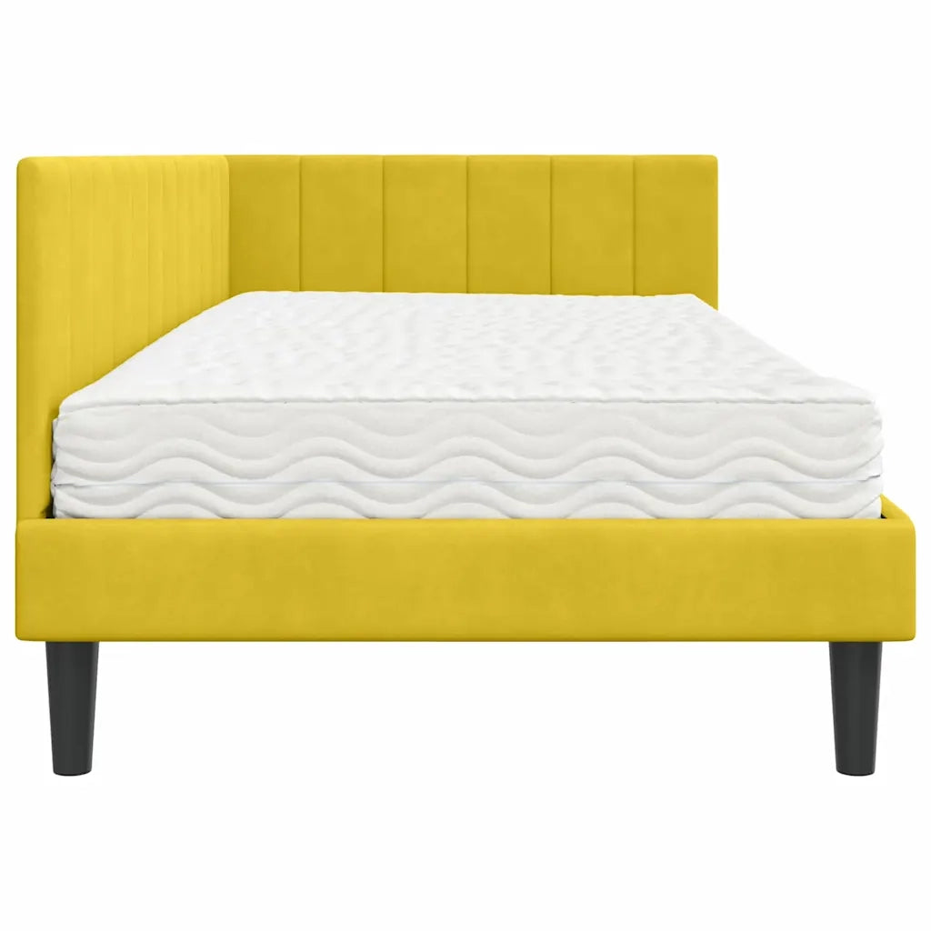 Struttura Letto Angolare con Materasso 2 pz-Giroletto con materasso Giallo Velluto 172996