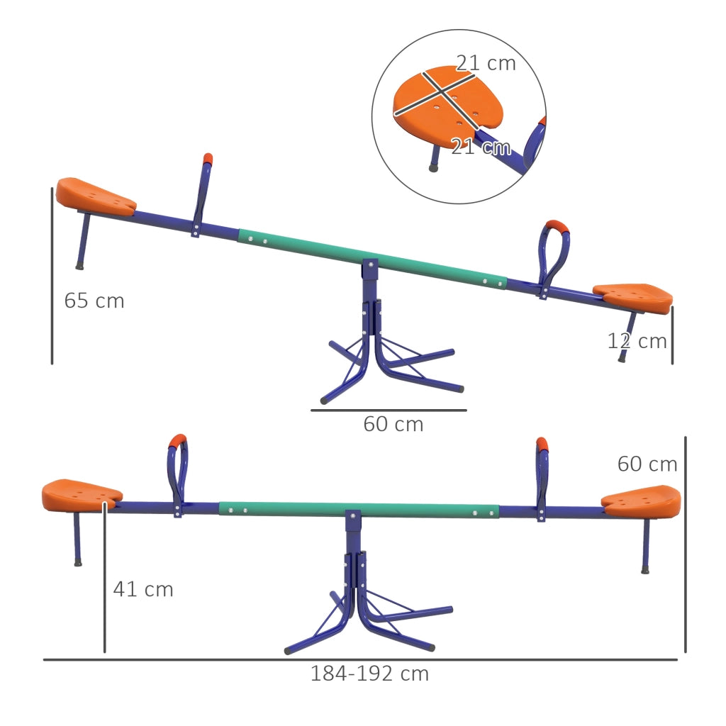 Altalena Bilico per Bambini 3-8 Anni ¨C zephmum ¨C Acciaio e PP 192x60x60 cm