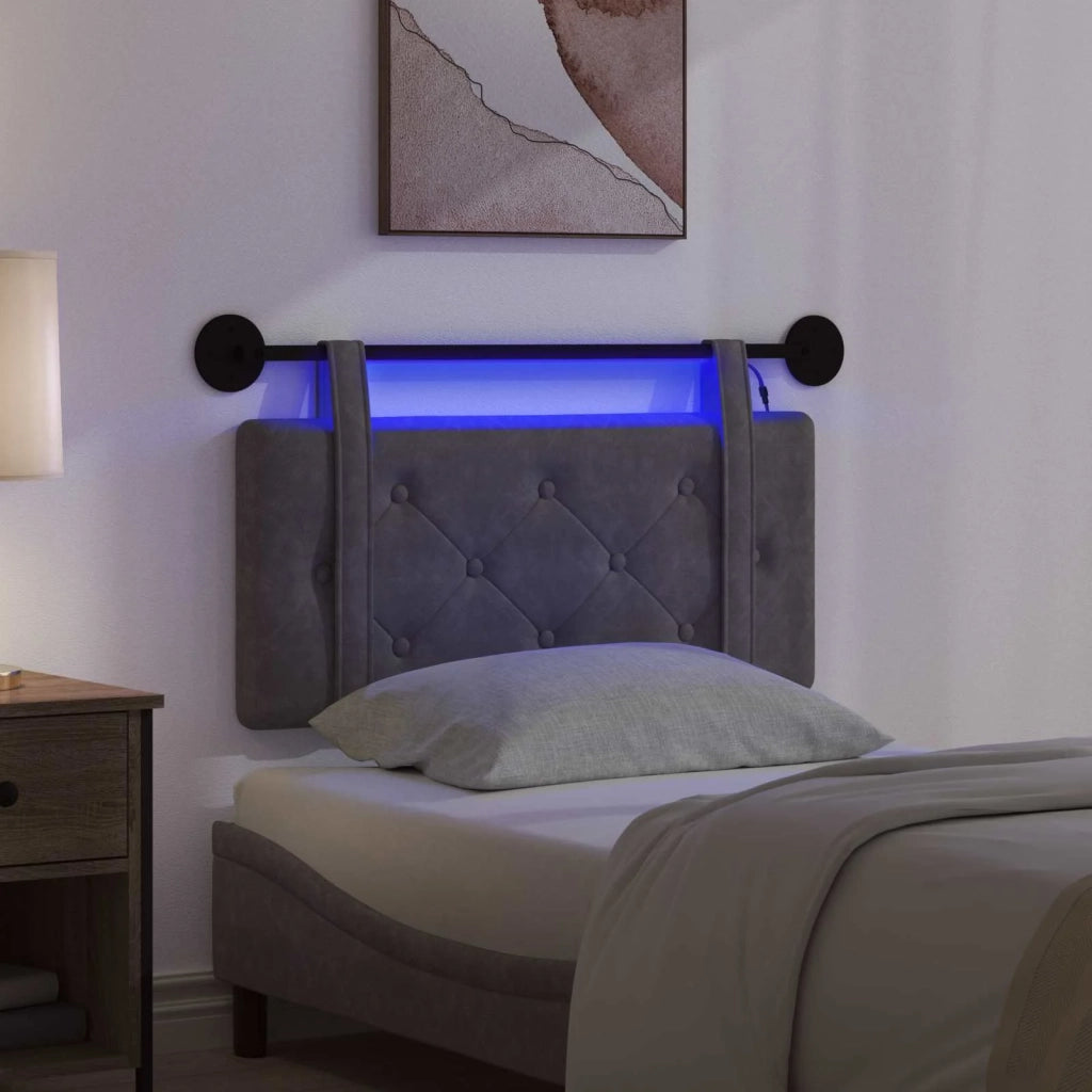 Testiera sospesa Con luce LED Nero PU Antico