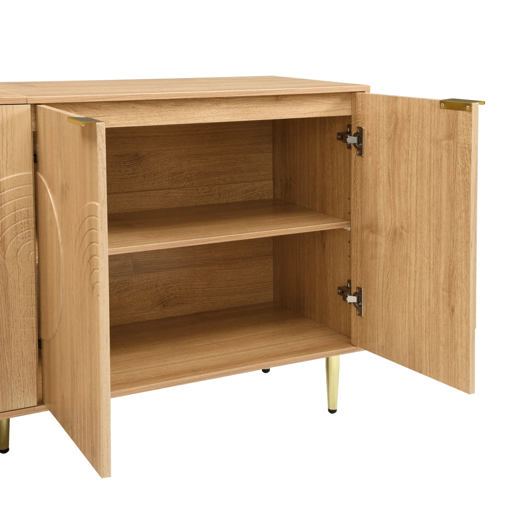 Credenza moderna 140x40x72 cm in MDF naturale a 4 ante
