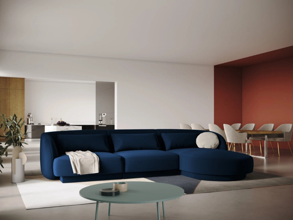 Cosmopolitan Design - Divano angolare destro "Tulum" 4 posti in velluto blu reale 