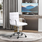 Chaise de bureau girevole regolabile in altezza con braccioli, ruote e imbottitura in PVC bianco per ufficio