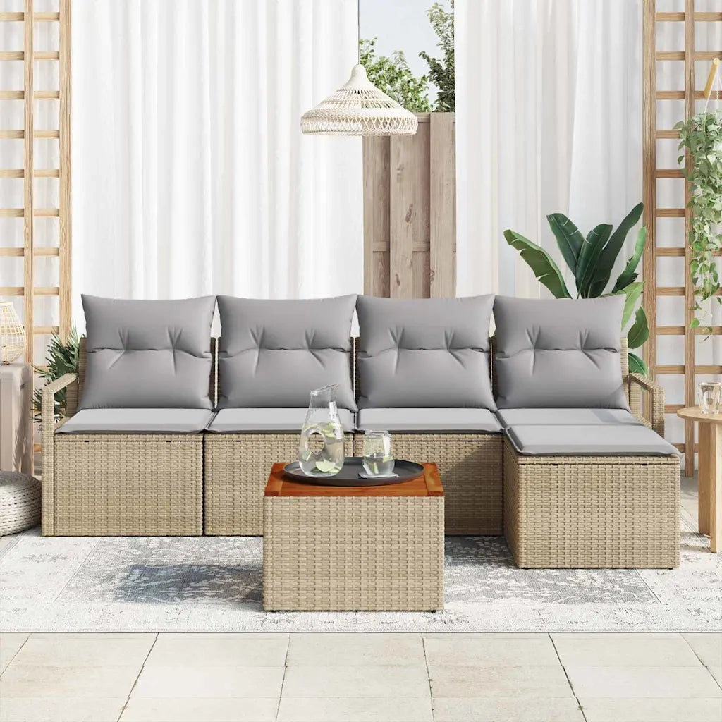Set Divano da Giardino con cuscino 6 pcs Beige polyrattan 3347693