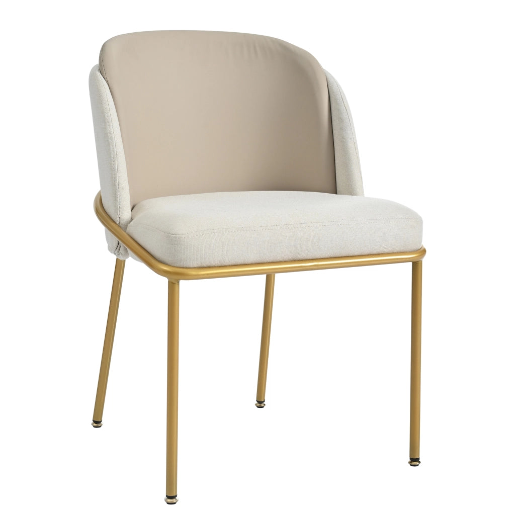 Set di 4 sedie da pranzo - con schienale ergonomico e piedini regolabili - in PVC beige