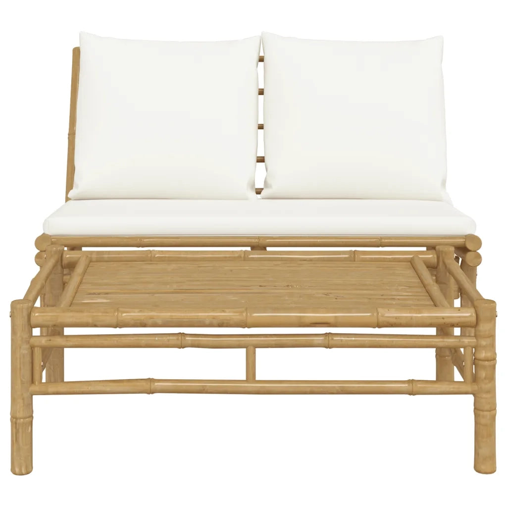 Salotto da Giardino-Set Salotto da Giardino 2pz con Cuscini Bianco Crema in Bamb¨´ 421530