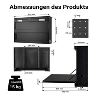 Banco da lavoro pieghevole a parete, portata fino a 50 kg, tavolo richiudibile con pannello porta attrezzi forato, in acciaio, 91,2 x 69 x 61 cm, con 2 chiavi, ideale per officine e garage