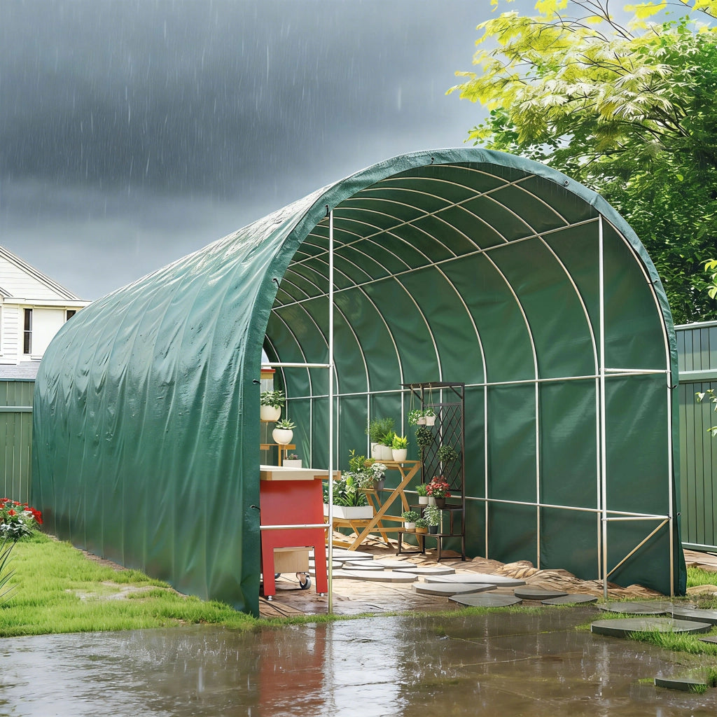 Telo Impermeabile 6x8 m con 28 Occhielli per Fissaggio in PE Resistente agli Strappi da 90 GSM Verde