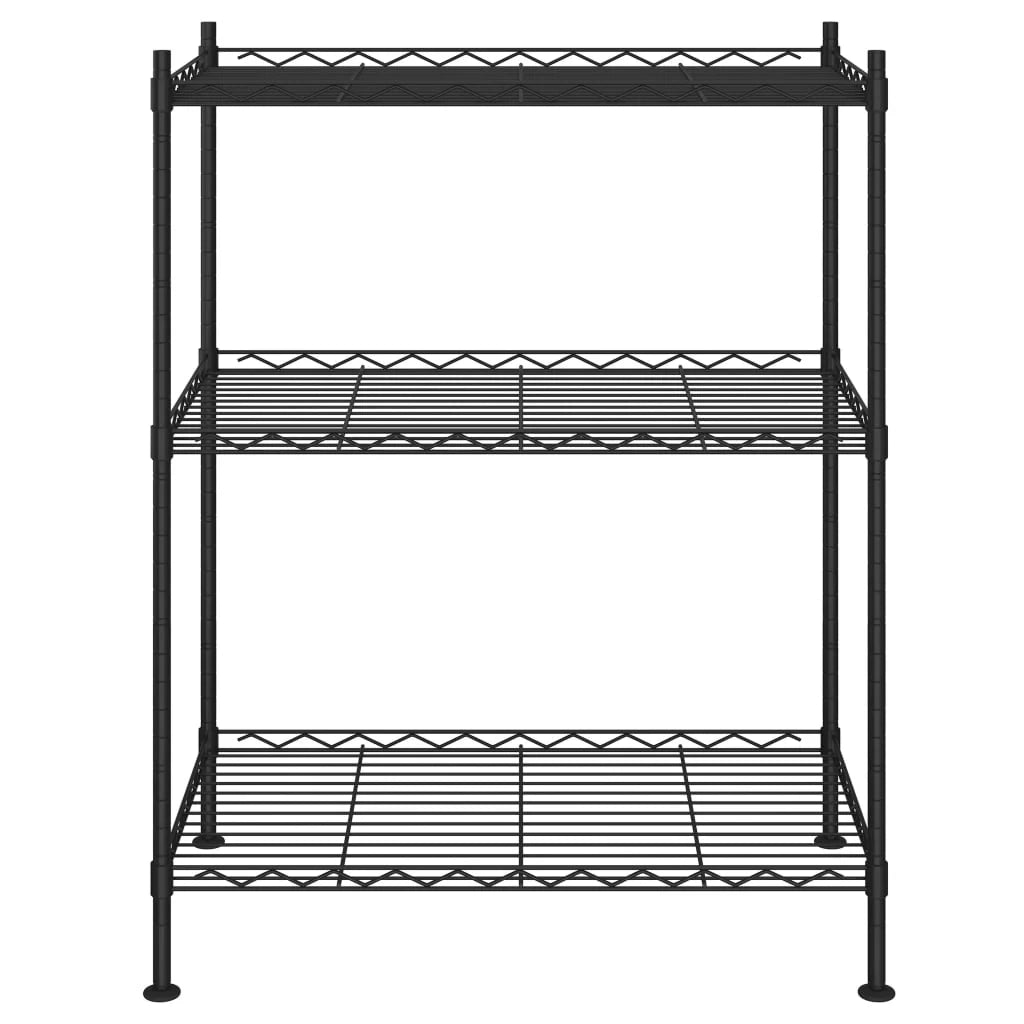 Scaffale portaoggetti a 3 ripiani 60 x 35 x 76 cm 150 kg nero 02_0045690
