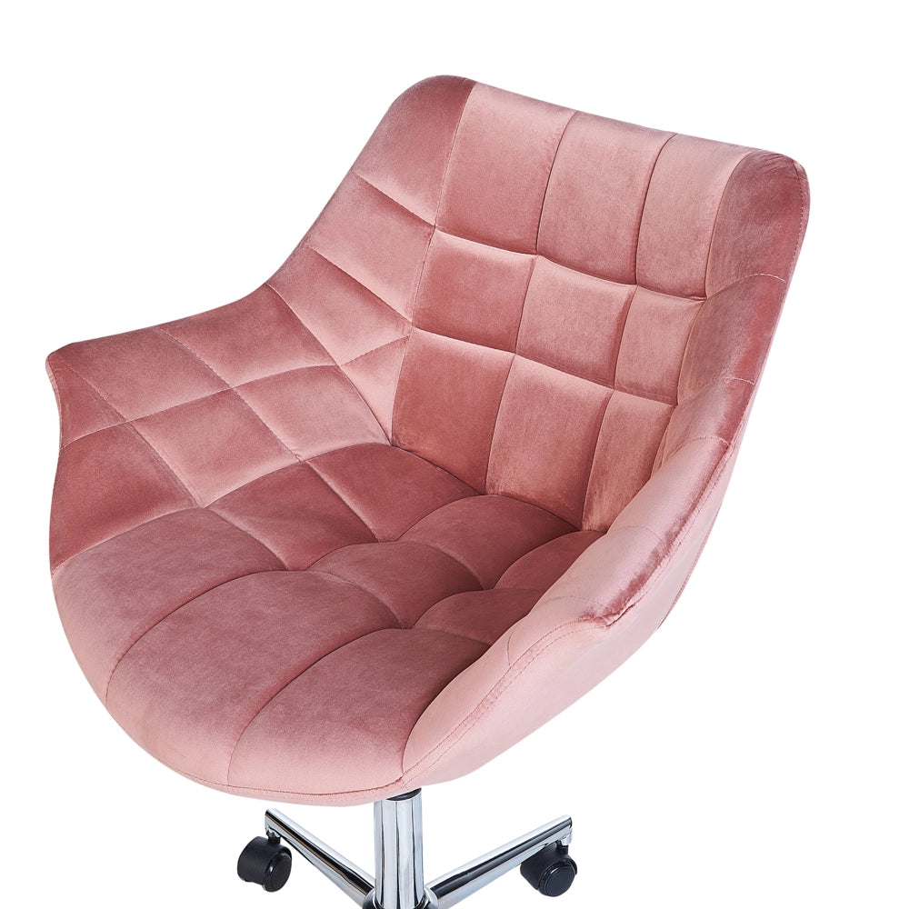 Sedia da ufficio in velluto rosa girevole regolabile in altezza stile moderno home office