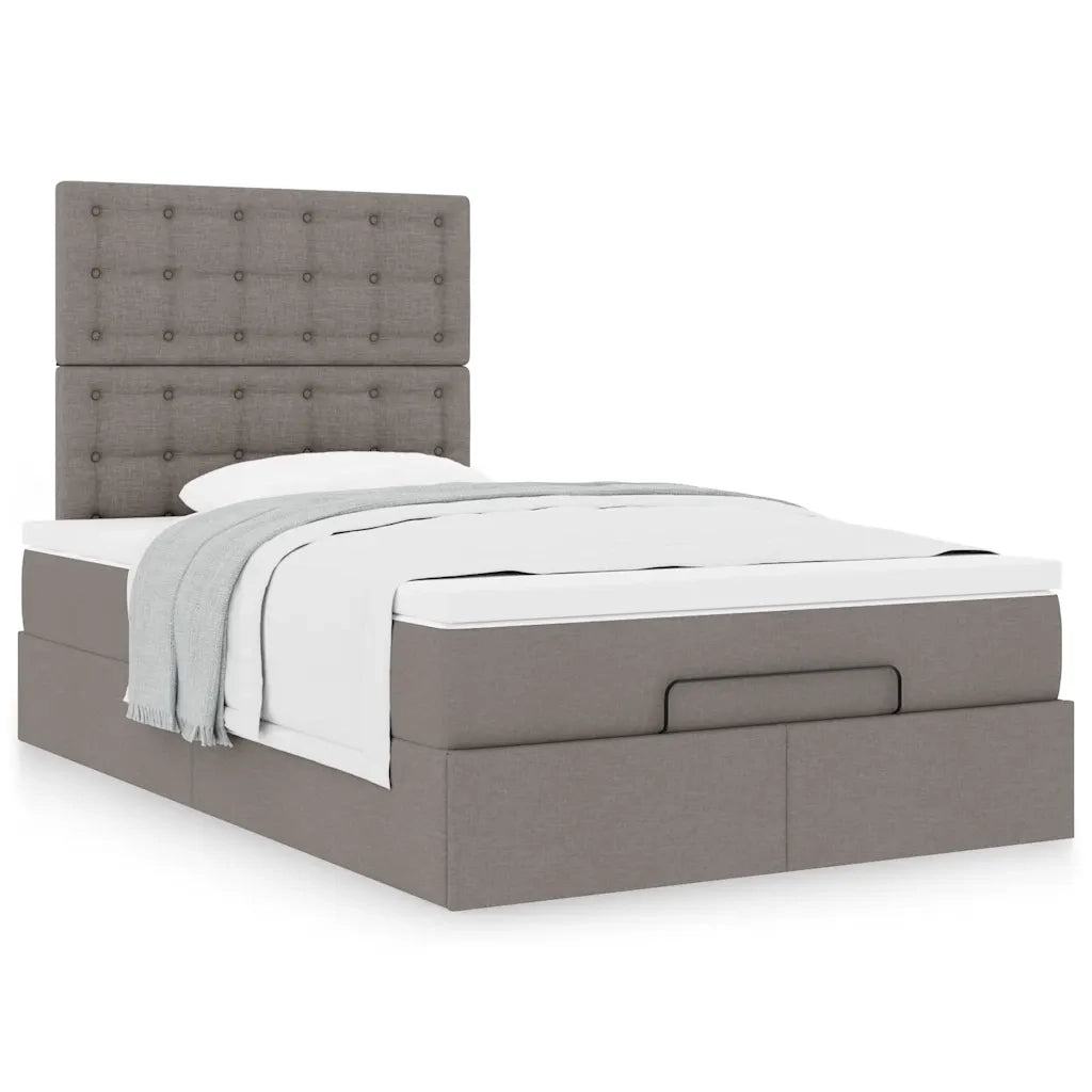 Struttura Letto Pouf con Materasso Tortora 120x190 cm Tessuto 3313310