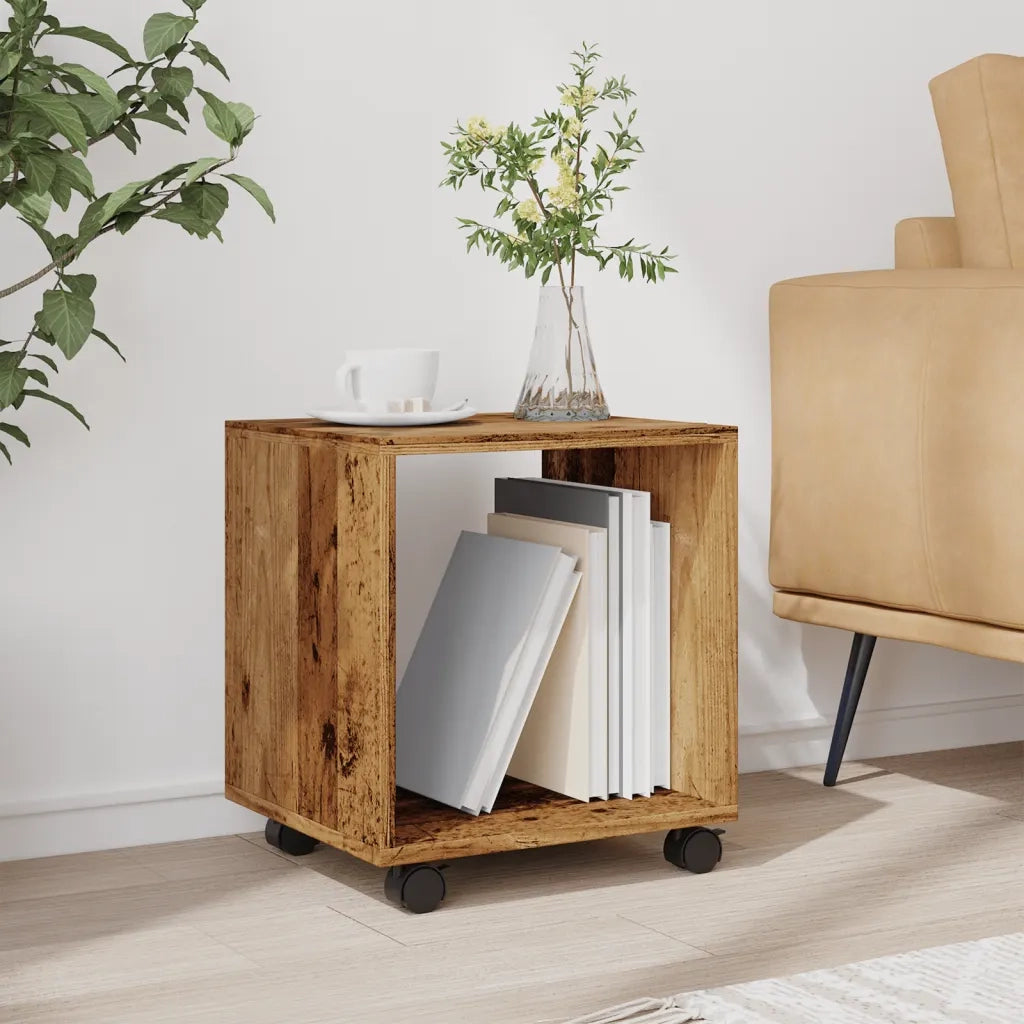 Mobiletto con Ruote Legno Antico 37x33x42,5 cm in Truciolato 853135