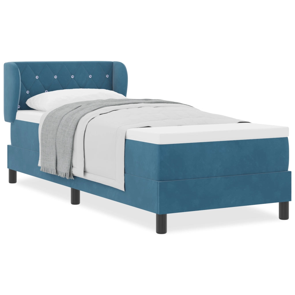 Letto a Scocca con Materasso  Blu Scuro 80x200 cm in Velluto