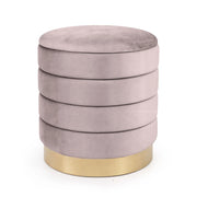 Pouf contenitore cilindrico in velluto 40 cm LUNA Rosa Polvere