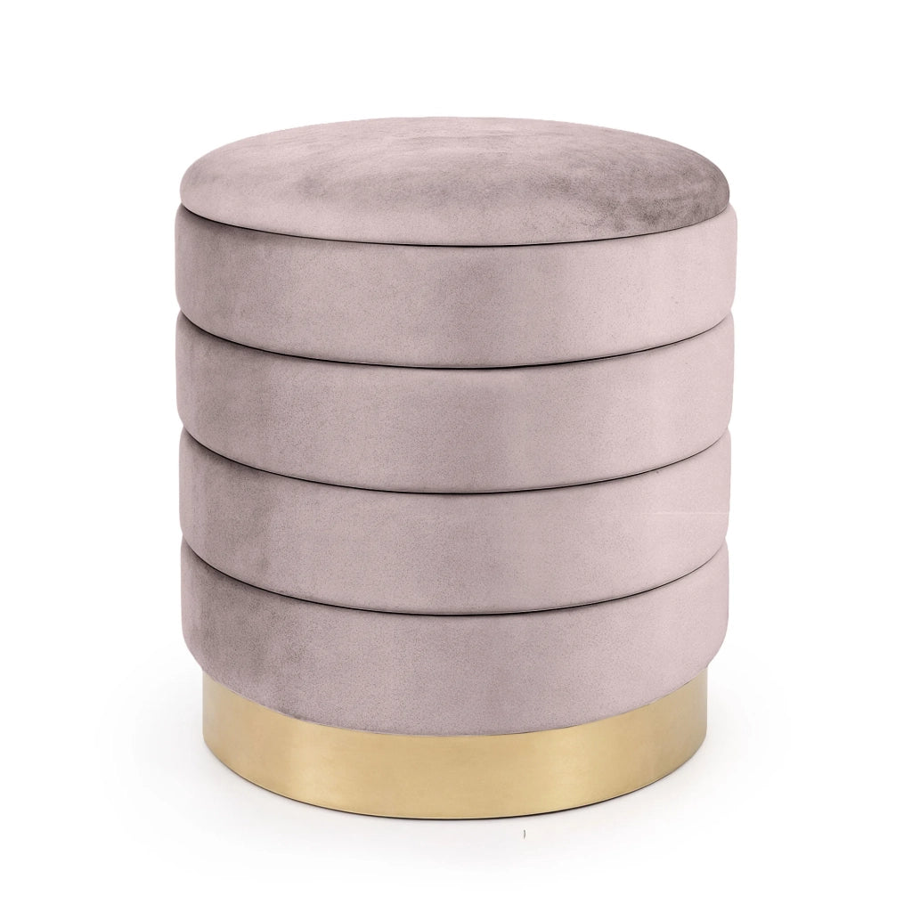 Pouf contenitore cilindrico in velluto 40 cm LUNA Rosa Polvere