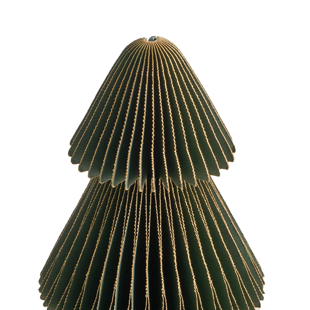 Set di 5 statuine di alberi di Natale beige e verdi in carta a nido d'ape con effetto 3D in stile origami e motivi festivi