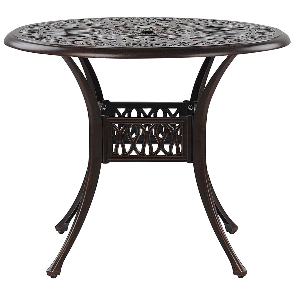 Set da pranzo da giardino Tavolo da esterno in alluminio marrone 4 sedie Cuscino per sedile in poliestere