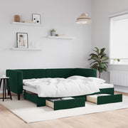 Divano Letto Estraibile Cassetti Verde Scuro 80x200cm Velluto 3196734