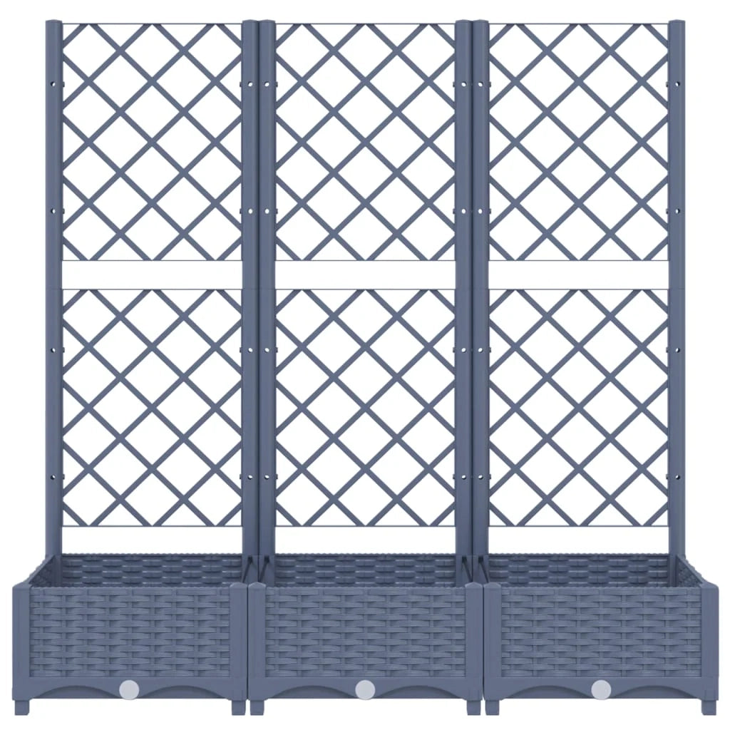 Fioriera rialzata per piante fiori patio giardino con traliccio 120 x 40 x 121,5 cm PP grigio 02_0038231