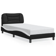 Letto singolo | Letto per adulti | Giroletto senza Materasso Hvar Nero e Bianco 90x200 cm in Similpelle