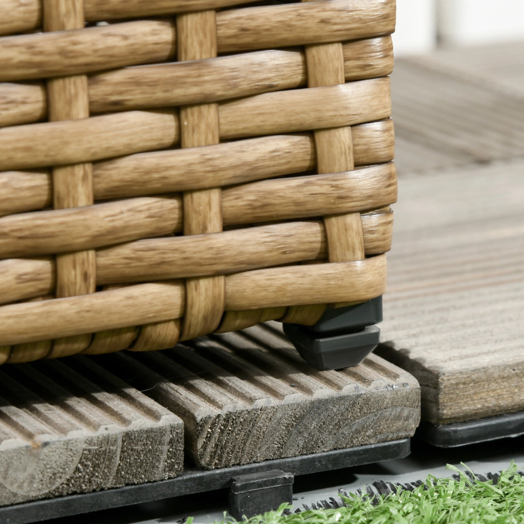 Supporto per piante con griglia e vassoio in resina intrecciata e acciaio ¨C zephmum ¨C 103x29x103 cm