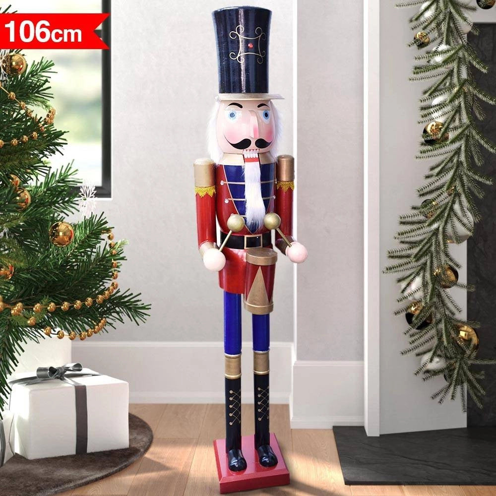 Trade Shop - Soldato Schiaccianoci Di Natale In Legno Altezza 106 Cm Decorazioni Natalizie -