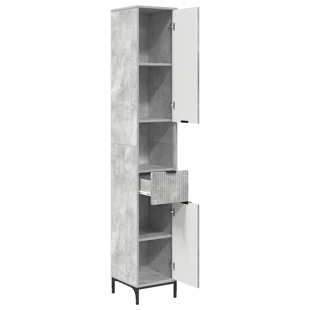 Mobile da Bagno con cassetto Grigio cemento 31,5 x 33 x 190 cm