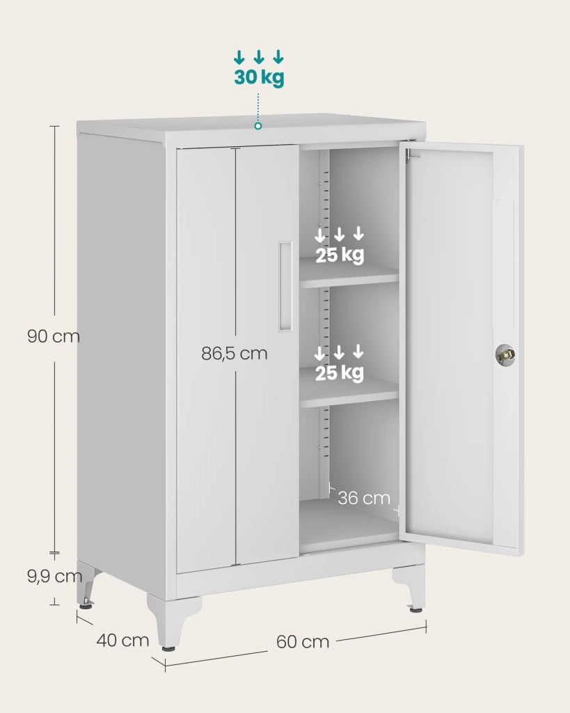 Armadio per ufficio mobiletto multiuso armadio per ufficio a 2 ante 40 x 60 x 90 cm chiudibile a chiave acciaio per ufficio/soggiorno nero 12_0004832