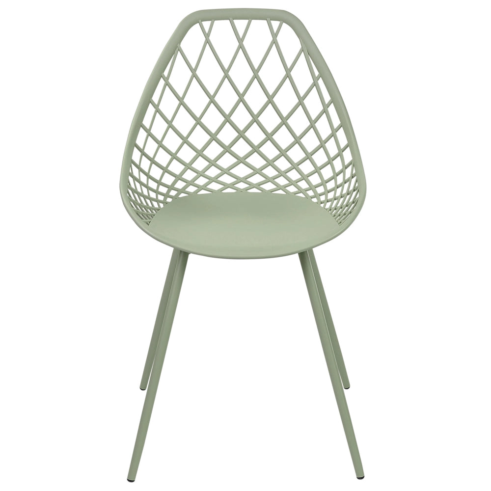 Set di 2 sedie da pranzo in materiale sintetico verde schienale netto design scandinavo moderno