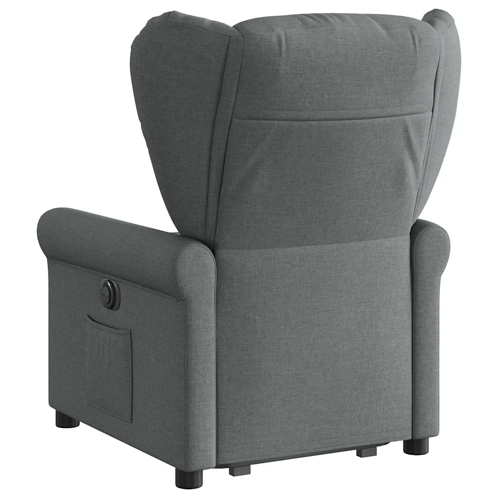 vidaXL Poltrona Alzapersona Reclinabile Elettrica Grigio Scuro Tessuto