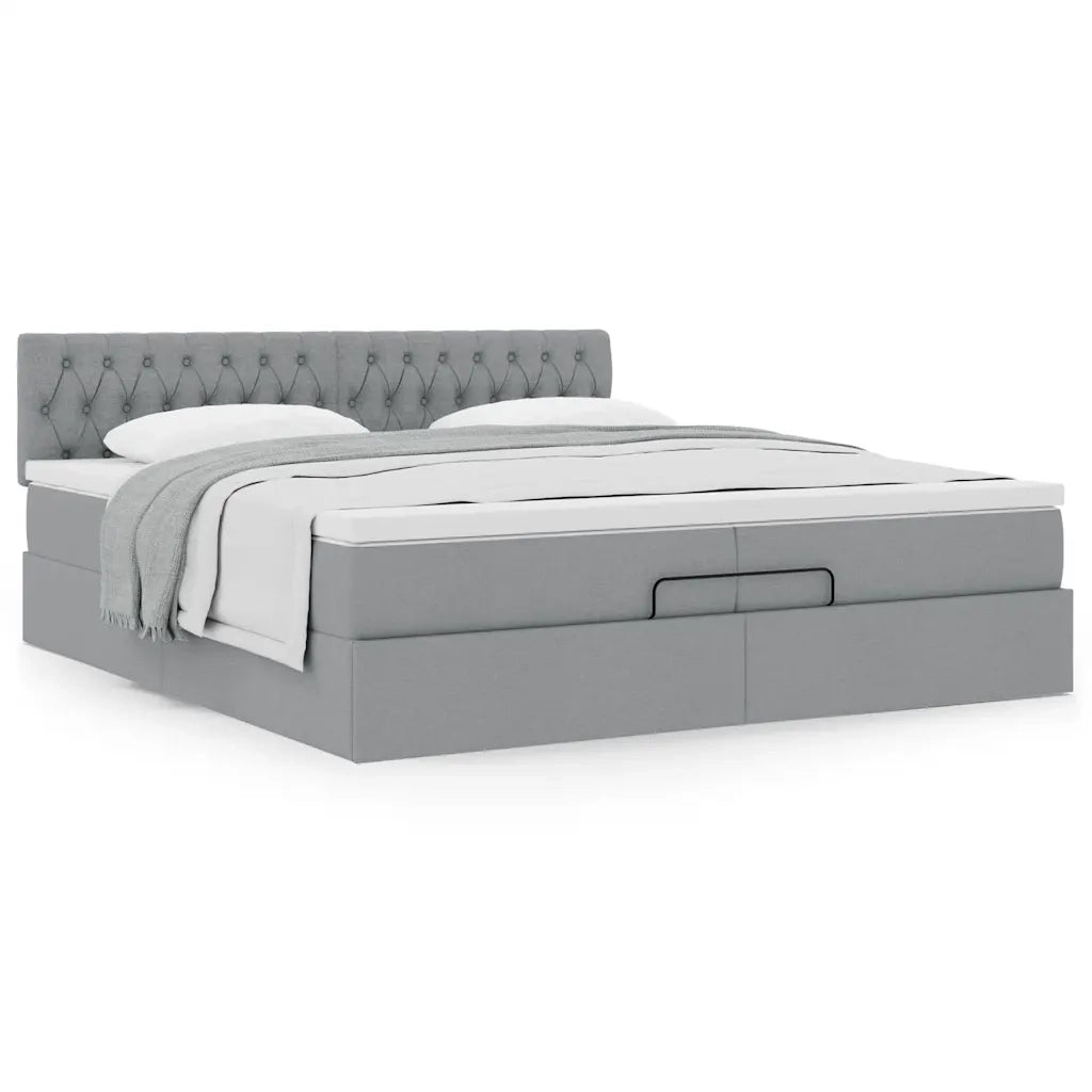 Struttura Letto Pouf con Materasso 200x200 cm in Tessuto 3311567
