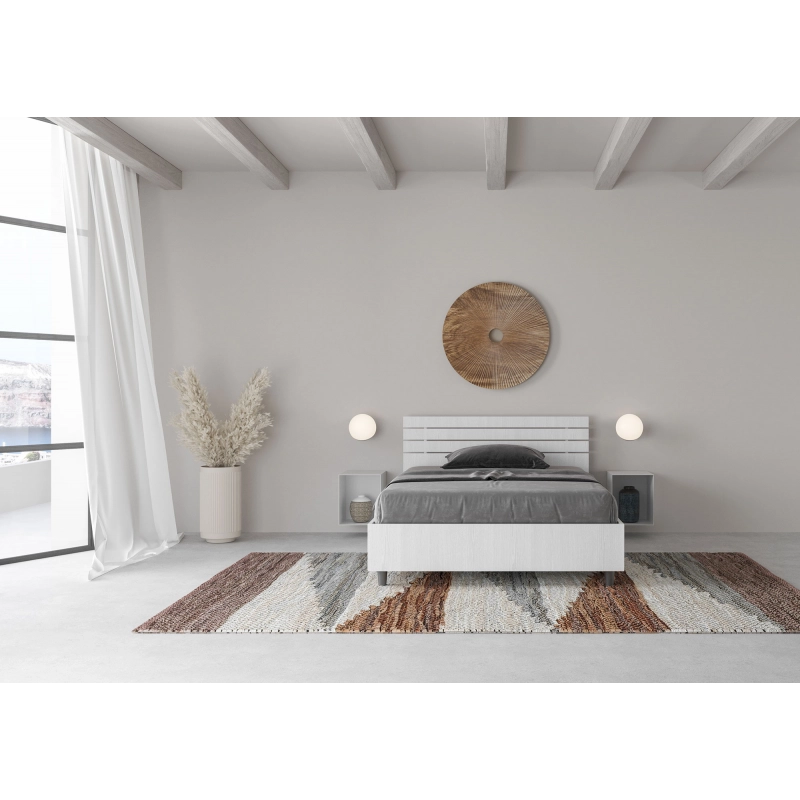 Letto 1 piazza e mezza 120x190 cm testata dritta con doghe Ankel - Senza rete,Bianco Frassino