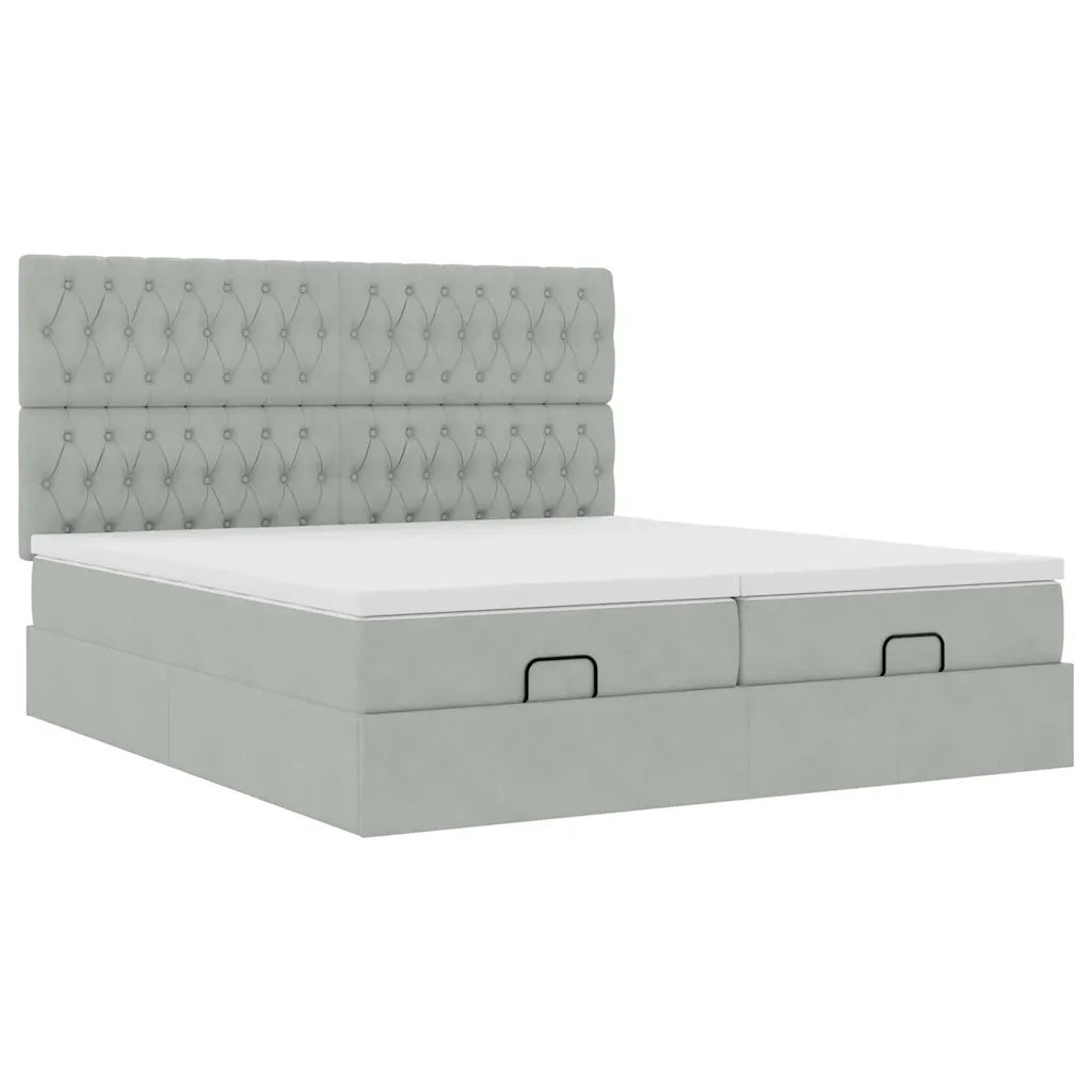 Struttura Letto Pouf con Materassi 200x200 cm Velluto 3313796