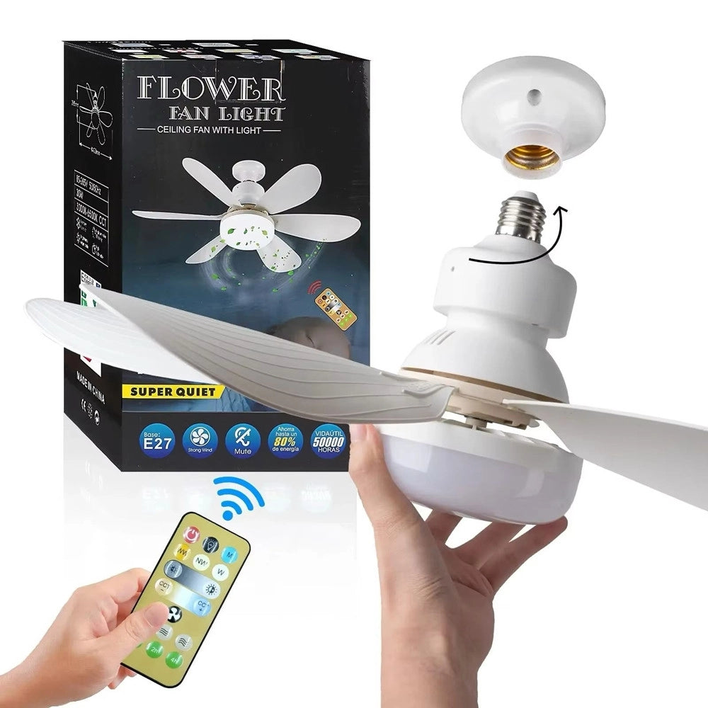 Trade Shop - Ventilatore Da Soffitto Con Luce Led Regolabile E27 60w Telecomandato Senza Fili -