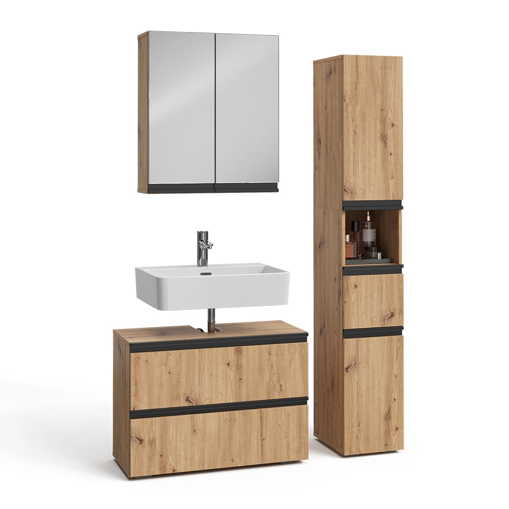 Vicco Set di mobili da bagno Artigiano 3 parti, con colonna
