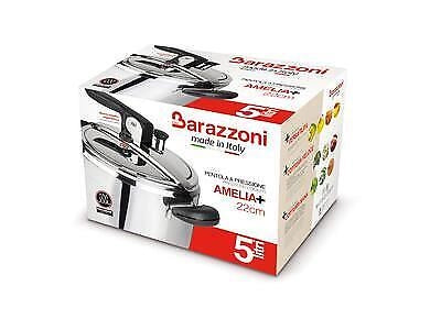 Barazzoni Amelia+ Pentola a Pressione 5 L 22 cm Acciaio Inox 18-10 Induzione Lavastoviglie colore Nero
