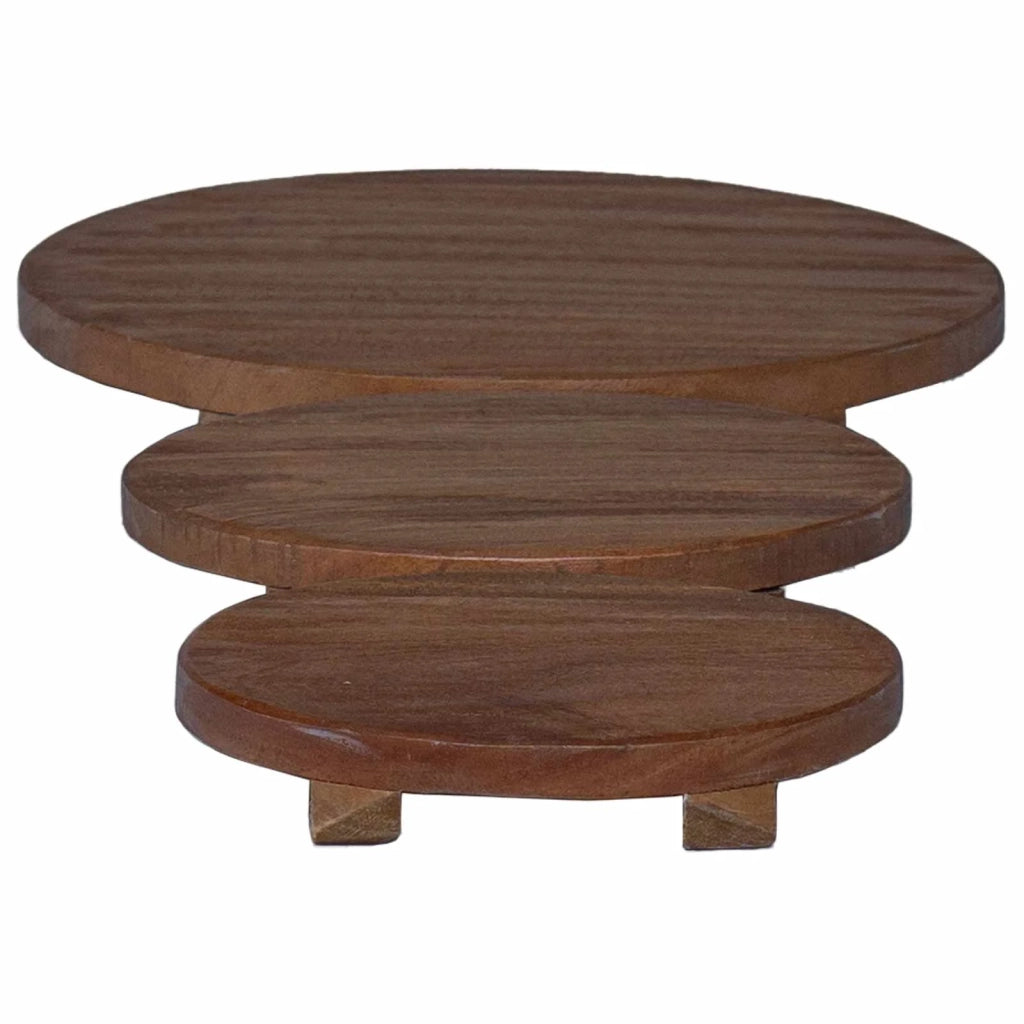 Sgabello per Piante 3 pcs Marrone Legno di Mogano