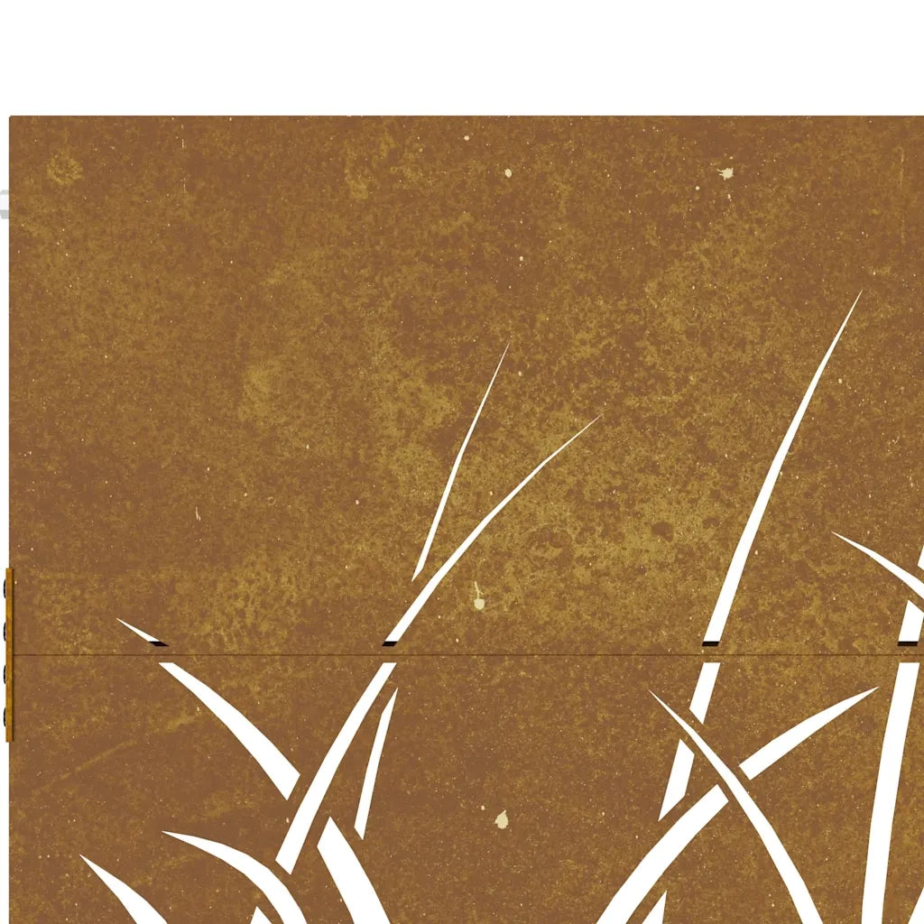 Cancello da giardino 100x75 cm in acciaio Corten con design erba 153226